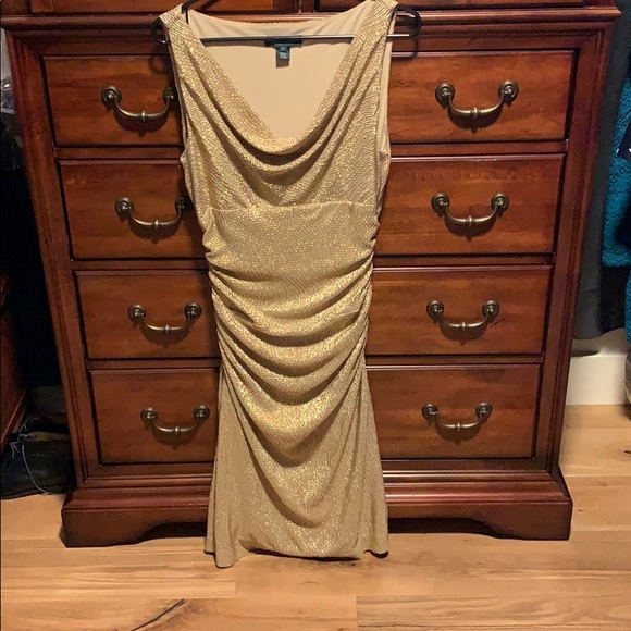 Ralph Lauren | Dresses | Gold Shimmer Ralph Lauren Dress With Rouching |  Poshmark